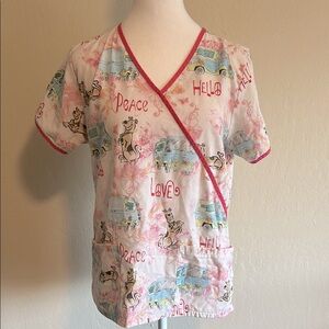 Scooby Doo Peace & Love Scrub Top, Size Small